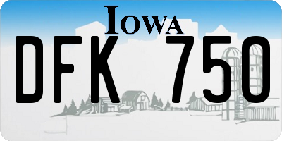 IA license plate DFK750