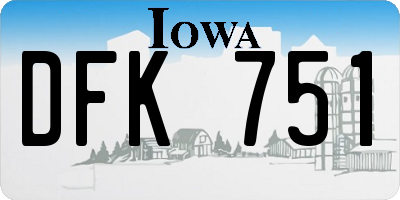 IA license plate DFK751