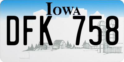 IA license plate DFK758