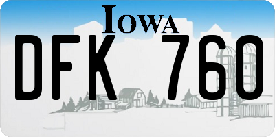 IA license plate DFK760