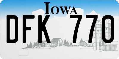 IA license plate DFK770