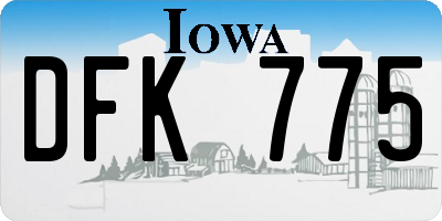 IA license plate DFK775