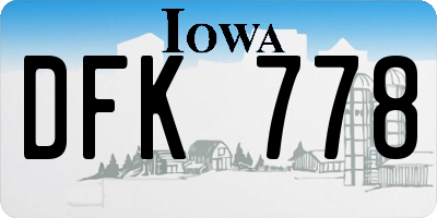 IA license plate DFK778