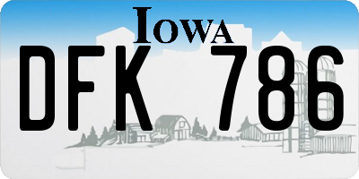 IA license plate DFK786