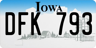 IA license plate DFK793
