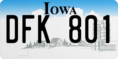 IA license plate DFK801