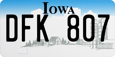 IA license plate DFK807