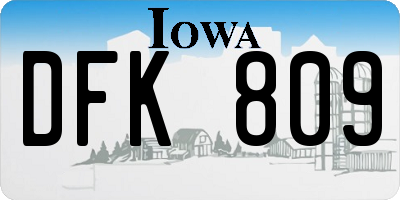 IA license plate DFK809