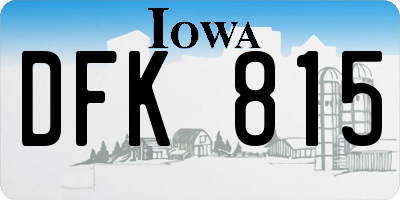 IA license plate DFK815