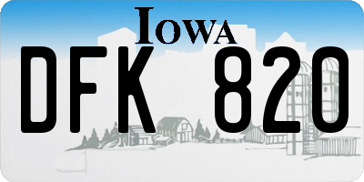 IA license plate DFK820