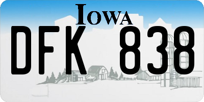 IA license plate DFK838