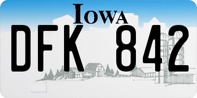 IA license plate DFK842