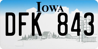 IA license plate DFK843