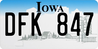 IA license plate DFK847
