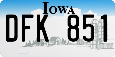 IA license plate DFK851