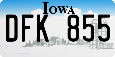 IA license plate DFK855