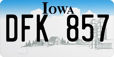 IA license plate DFK857