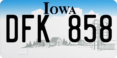 IA license plate DFK858