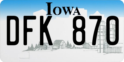 IA license plate DFK870