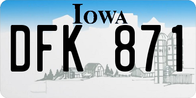 IA license plate DFK871