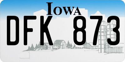 IA license plate DFK873