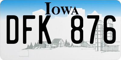IA license plate DFK876