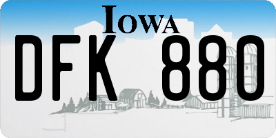 IA license plate DFK880