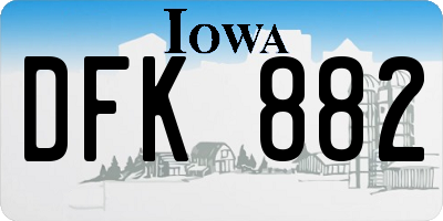IA license plate DFK882