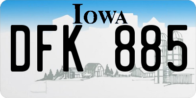 IA license plate DFK885