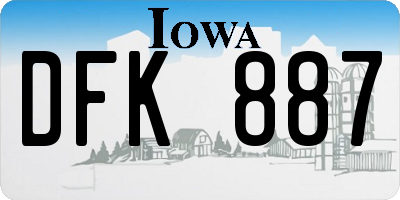 IA license plate DFK887