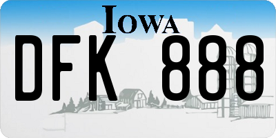 IA license plate DFK888