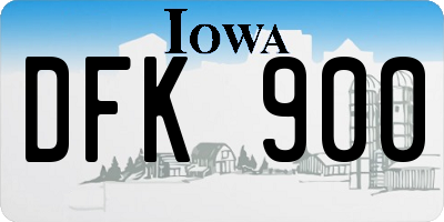 IA license plate DFK900