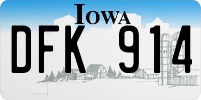 IA license plate DFK914