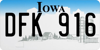 IA license plate DFK916