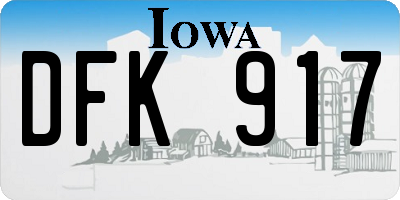 IA license plate DFK917