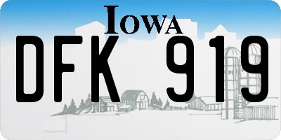 IA license plate DFK919