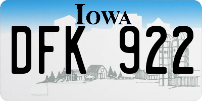 IA license plate DFK922
