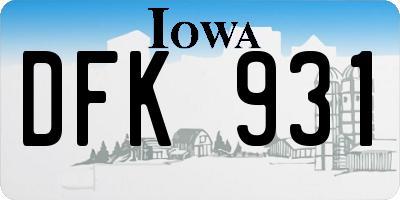 IA license plate DFK931
