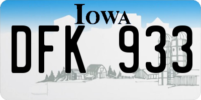 IA license plate DFK933