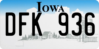 IA license plate DFK936