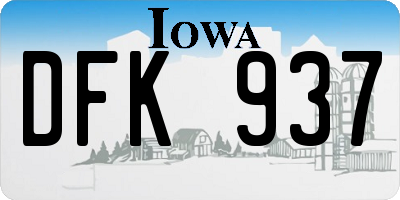 IA license plate DFK937
