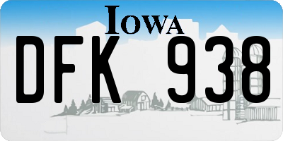 IA license plate DFK938