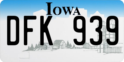 IA license plate DFK939