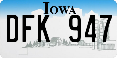 IA license plate DFK947