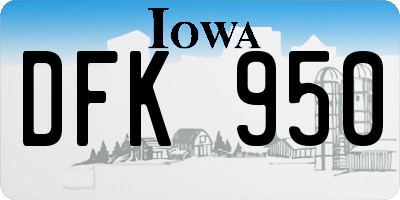 IA license plate DFK950