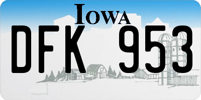 IA license plate DFK953