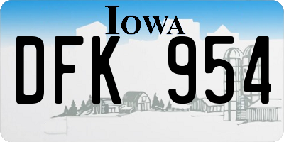 IA license plate DFK954