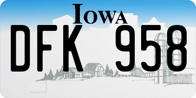 IA license plate DFK958