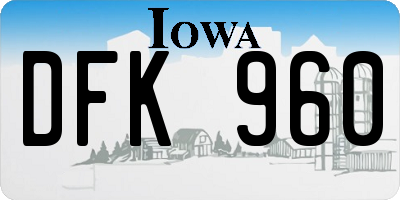 IA license plate DFK960