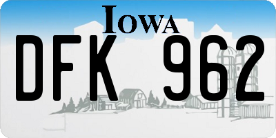 IA license plate DFK962